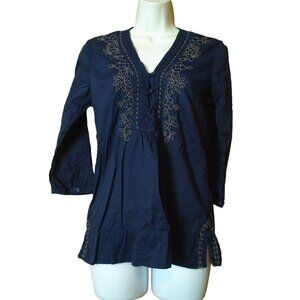 LOGG Label of Graded Goods Women's Size 4 Embroidered 3/4 Sleeve Boho Blouse
